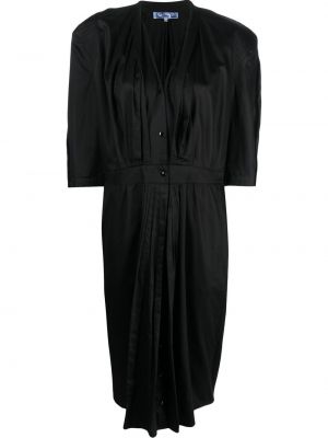 Bavlněné mini šaty s knoflíky s výstřihem do v Thierry Mugler Pre-owned - černá