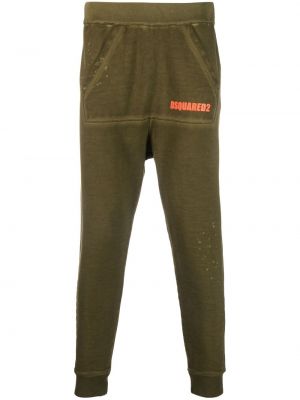 Spodnie sportowe bawełniane z nadrukiem Dsquared2 zielone