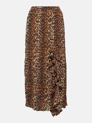 Леопардовая юбка миди с принтом Ganni