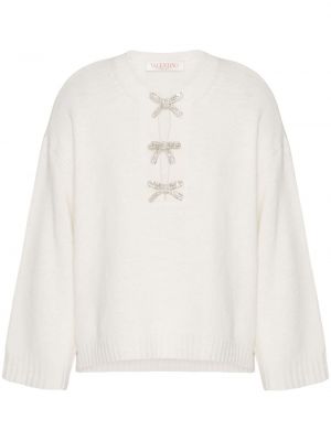 Vlnený sveter s výšivkou Valentino Garavani biela