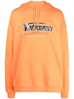 Raštuotas džemperis su gobtuvu oversize Vetements oranžinė