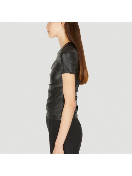 Camiseta de cuero de cuero sintético Helmut Lang negro