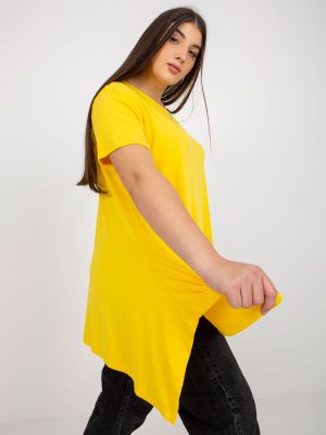 Enobarvna bluza s kratkimi rokavi Fashionhunters rumena