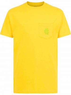 Тениска с джобове със сърца Anti Social Social Club жълто