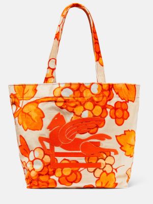 Kožna shopper torbica Etro narančasta