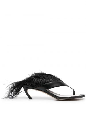 Sandale din piele cu pene Lanvin negru