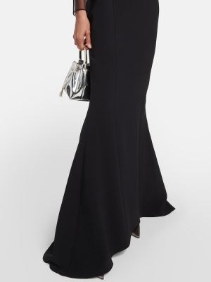 Vestido largo con bordado de crepé Safiyaa negro