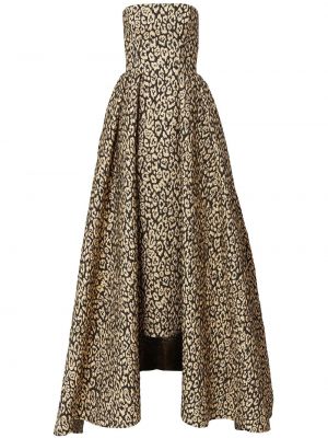 Жакардова коктейлна рокля с леопардов принт Carolina Herrera