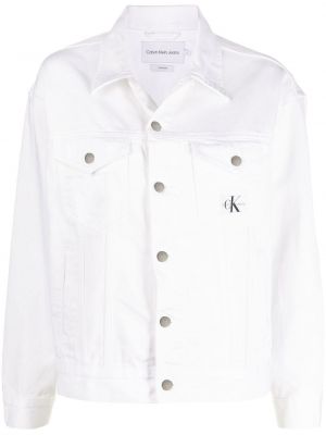 Джинсовая куртка с заплатками на пуговицах Calvin Klein Jeans, белая
