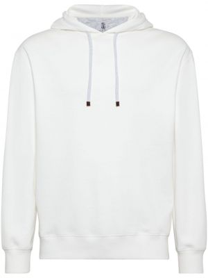 Pamučna hoodie s kapuljačom od jersey Brunello Cucinelli bijela