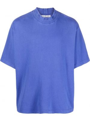 Kokvilnas t-krekls ar apaļu kakla izgriezumu Acne Studios zils