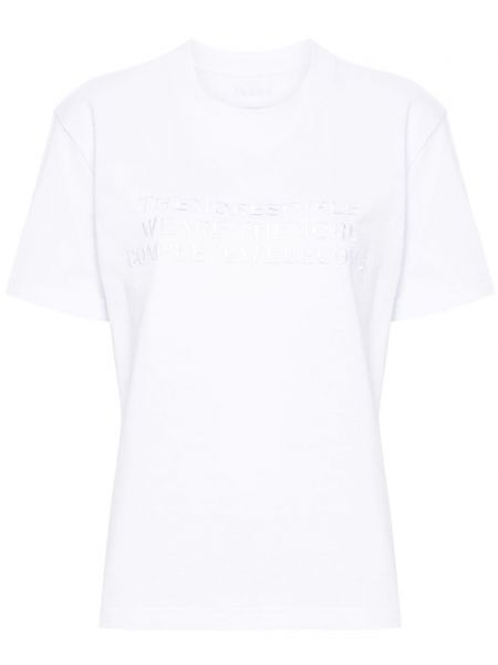 T-shirt brodé avec imprimé slogan Sacai blanc