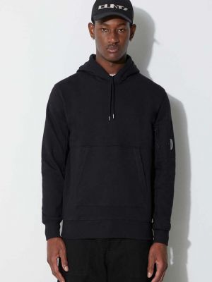 Pamučna hoodie s kapuljačom od flisa C.p. Company crna