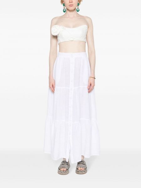 Lněné midi sukně 120% Lino bílé