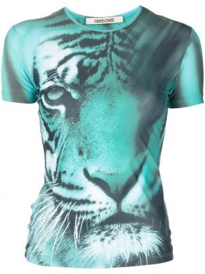 T-krekls ar apdruku ar tīģera rakstu Roberto Cavalli
