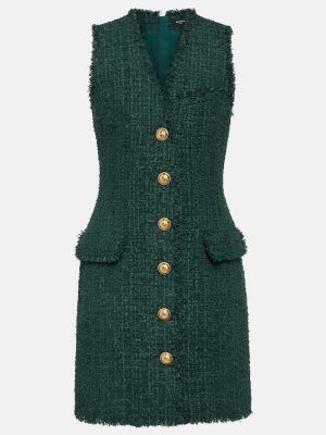 Φόρεμα tweed Balmain πράσινο