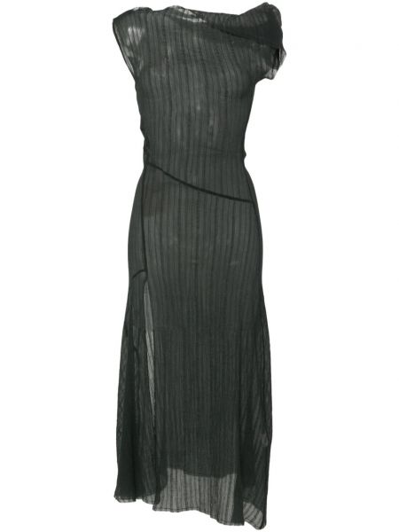 Priehľadné vlnené dlouhé šaty Paloma Wool sivá