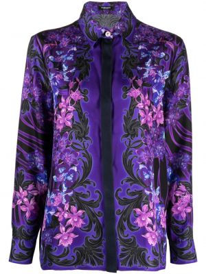 Květinová hedvábná košile s potiskem Versace