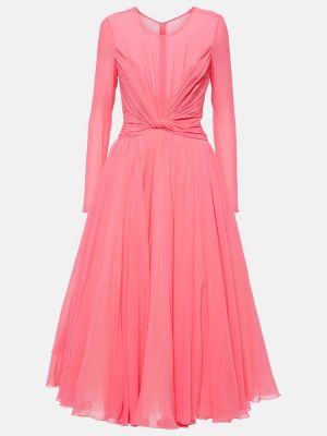 Hedvábné midi šaty Giambattista Valli růžové
