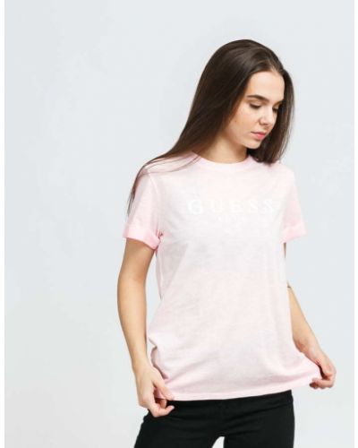 Melanžové tričko Guess růžové