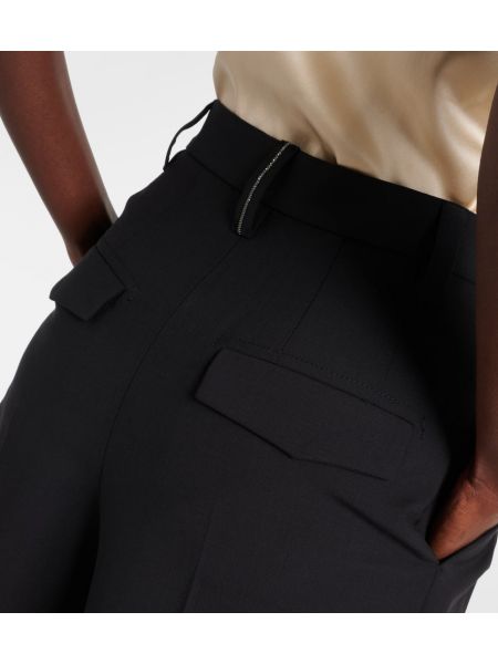 Vlněné rovné kalhoty Brunello Cucinelli černé