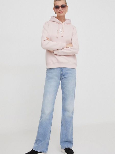 Hoodie s kapuljačom Calvin Klein Jeans ružičasta