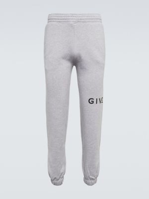 Pantaloni sport din bumbac din jerseu Givenchy gri
