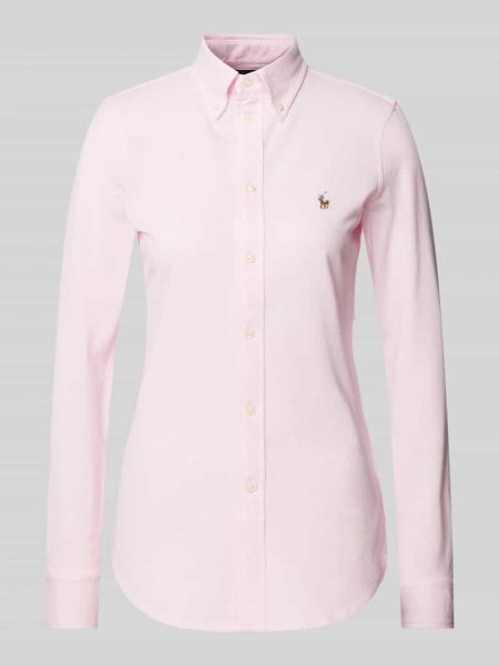 Bluzka na guziki puchowa Polo Ralph Lauren różowa