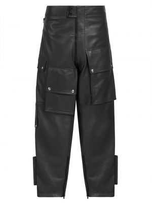 Кожаные брюки карго с низкой талией Marni черные