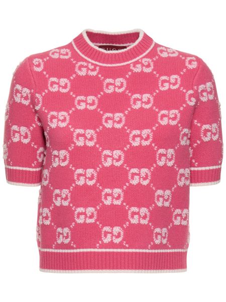 Jacquard uld top Gucci pink