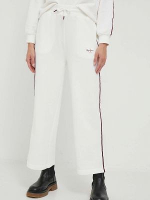 Бавовняні спортивні штани з аплікацією Pepe Jeans білі