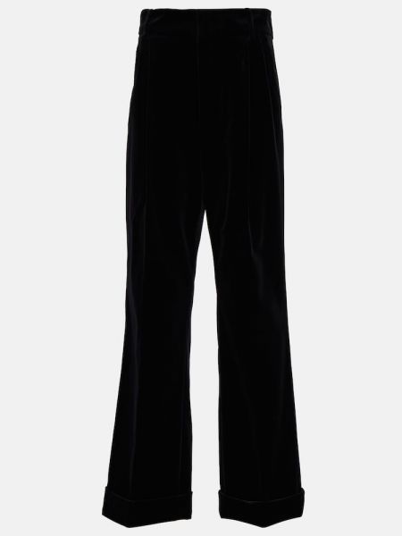 Pamut bársony széles szabású nadrág Gucci - fekete