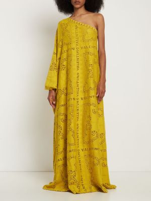 Čipkované dlouhé šaty Valentino žltá