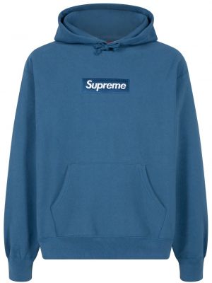 Pamučna hoodie s kapuljačom Supreme plava
