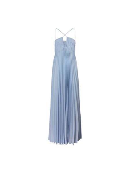 Sukienka długa plisowana Parosh niebieska