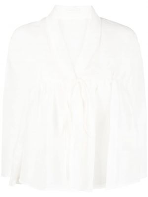 Leinen bluse ausgestellt Maurizio Mykonos weiß