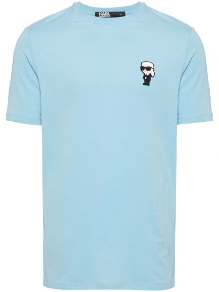 Βαμβακερή μπλούζα με σχέδιο Karl Lagerfeld μπλε