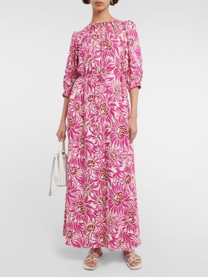 Květinové dlouhé šaty Diane Von Furstenberg růžové