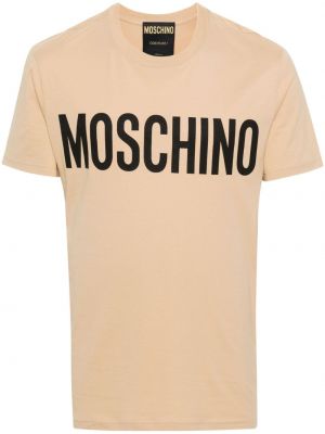 Pamučna majica s printom Moschino bež