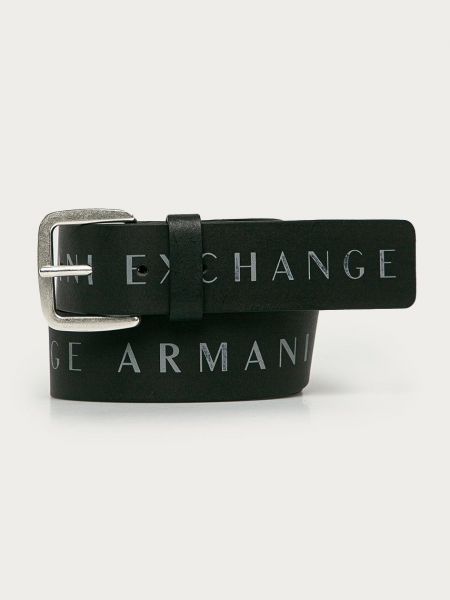 Pasek skórzany Armani Exchange czarny