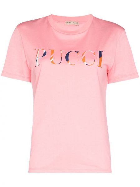 Camiseta de algodón con estampado Emilio Pucci rosa