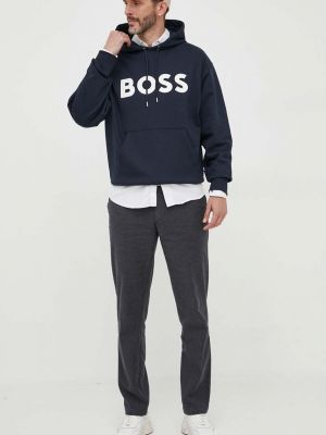Bluza z kapturem bawełniana z nadrukiem Boss