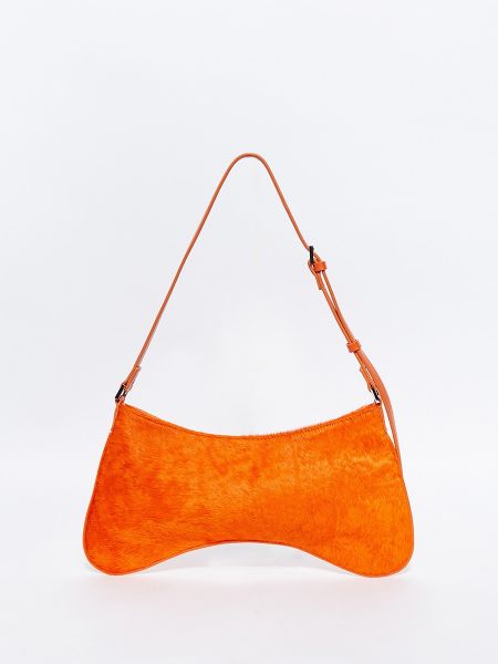 Bolsa de hombro de cuero con hebilla Sfera naranja
