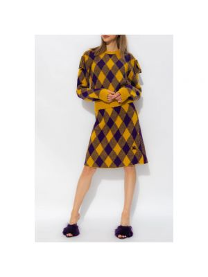Falda midi de lana Burberry amarillo