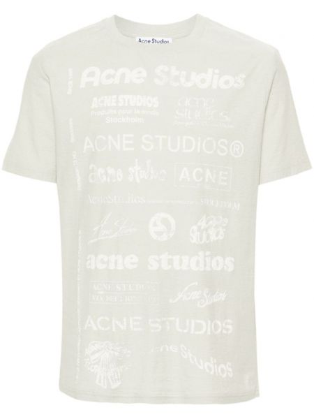 Pamučna majica s printom Acne Studios zelena