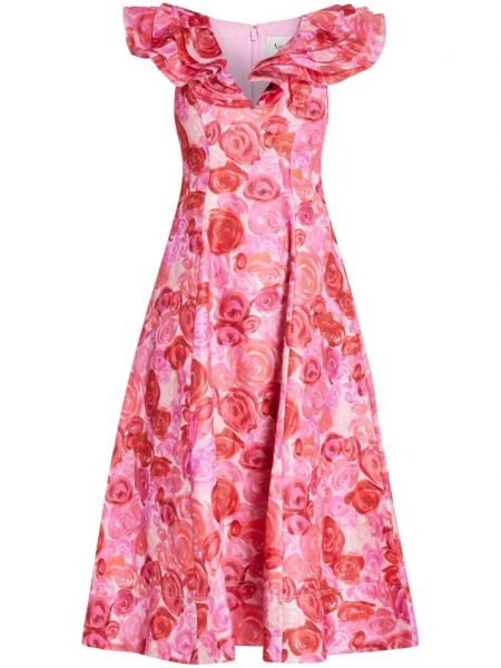 Květinové midi šaty s potiskem Aje růžové