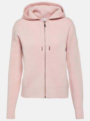Vunena hoodie s kapuljačom od kašmira Moncler ružičasta
