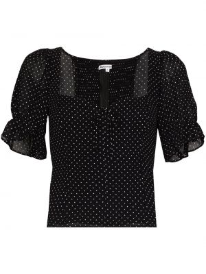 Flekket kort bluse Reformation svart