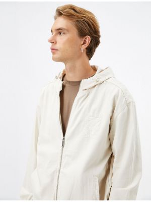 Džínová bunda s výšivkou na zip s kapsami Koton