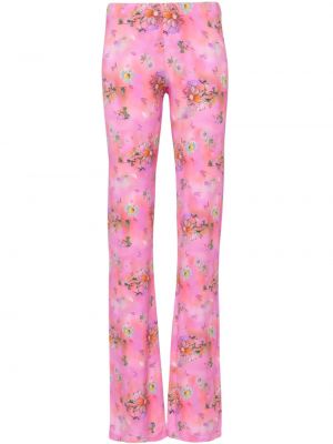 Spodnie w kwiatki z nadrukiem Margherita Maccapani różowe
